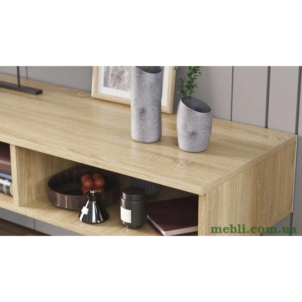 Тумба під ТВ Невада Ferrum-decor 45x100x38 Чорний метал ДСП Дуб Сонома