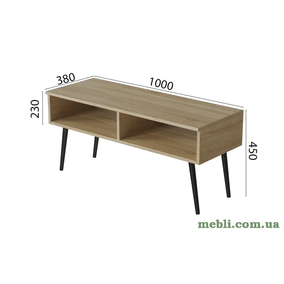 Тумба під ТВ Невада Ferrum-decor 45x100x38 Чорний метал ДСП Дуб Сонома