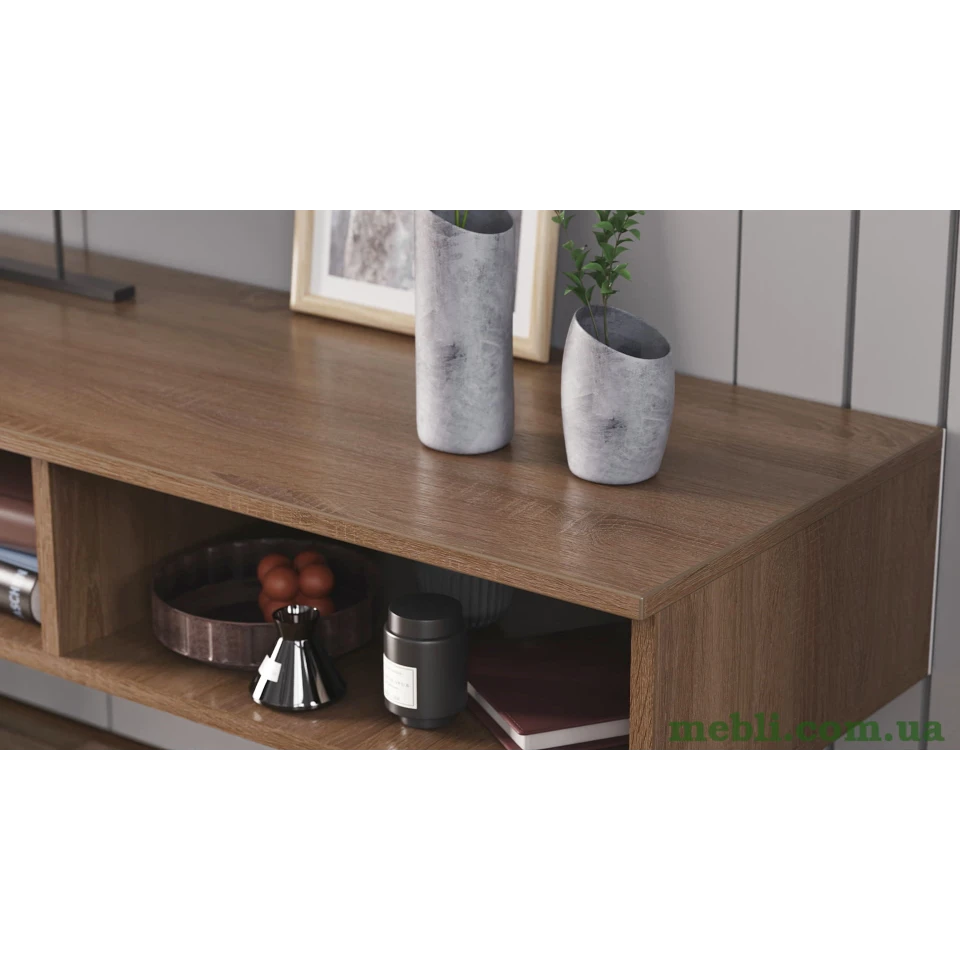 Тумба під ТВ Невада Ferrum-decor 45x100x38 Чорний метал ДСП Дуб Сонома Трюфель