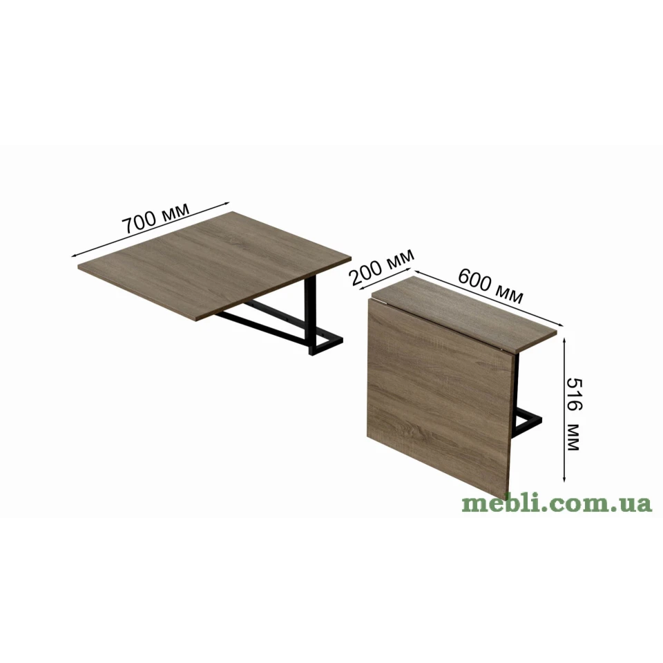 Стіл розкладний Олександр 5 Ferrum-decor 750x600x700 Чорний метал ДСП Дуб Сонома Трюфель