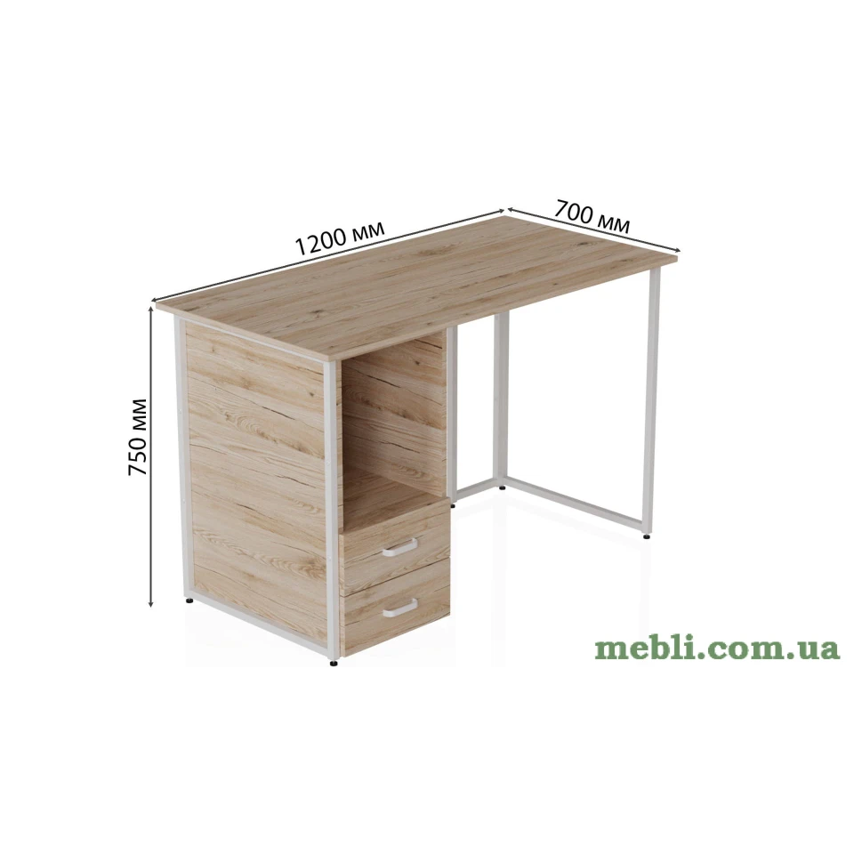 Комп'ютерний стіл Ferrum-decor Отто 75x120x70 білий ДСП Дуб Артізан 16мм