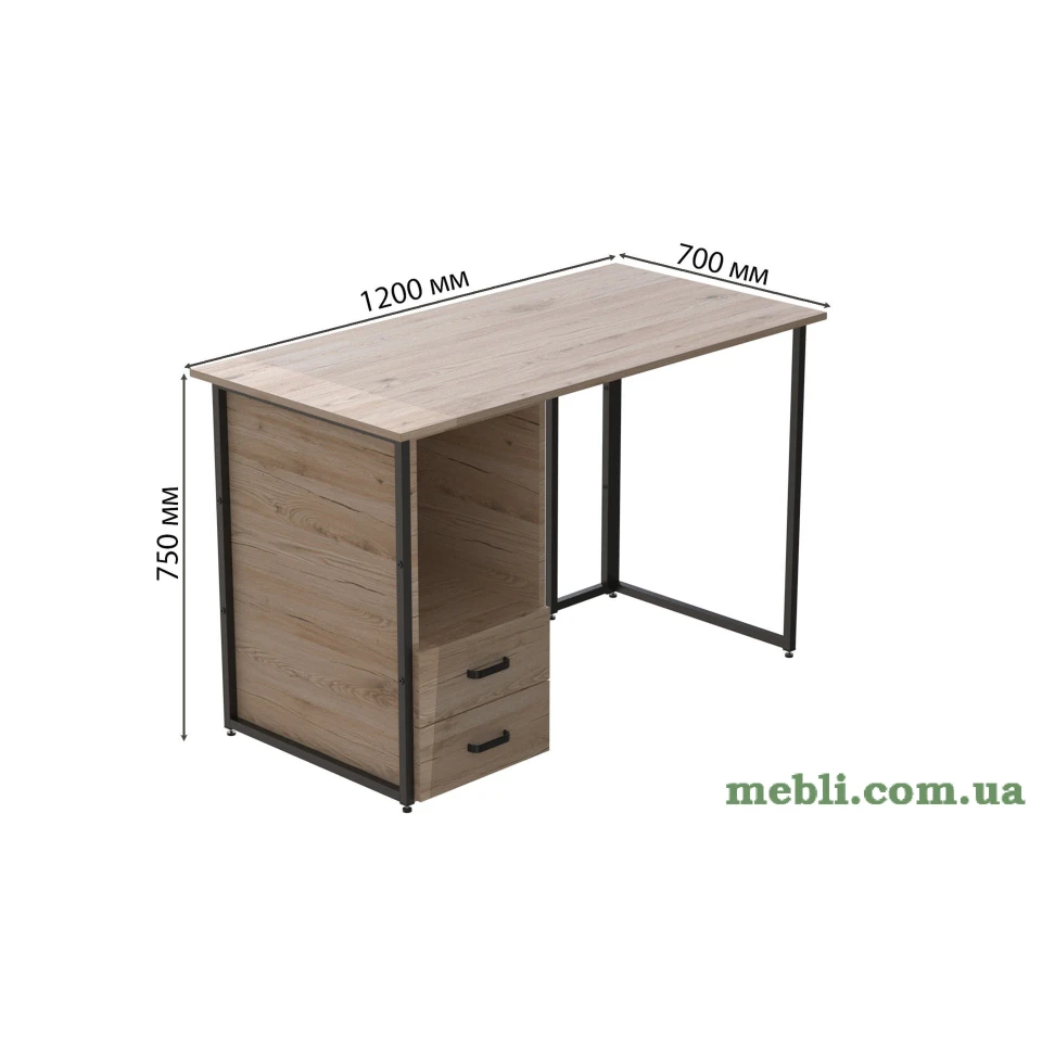 Комп'ютерний стіл Ferrum-decor Отто 75x120x70 чорний ДСП Дуб Артизан 16мм