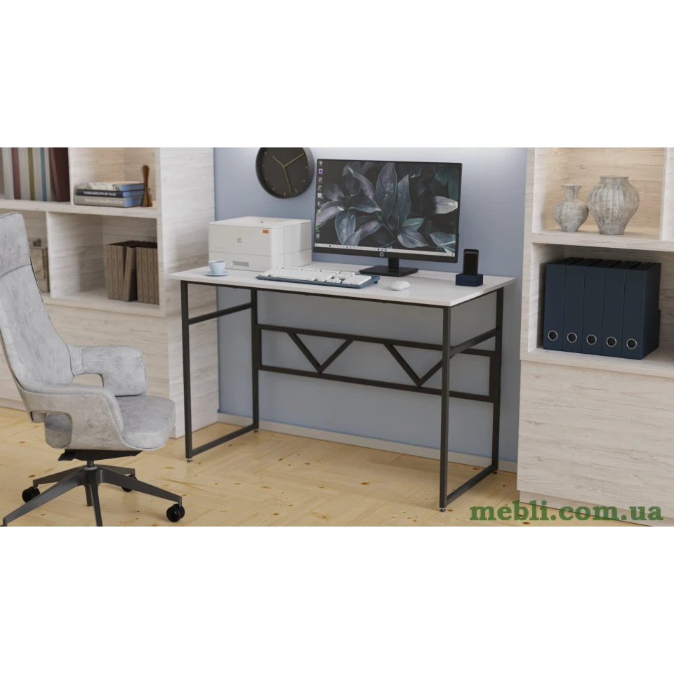 Комп'ютерний стіл Ferrum-decor Райан 75x120x70 чорний ДСП Білий 32мм