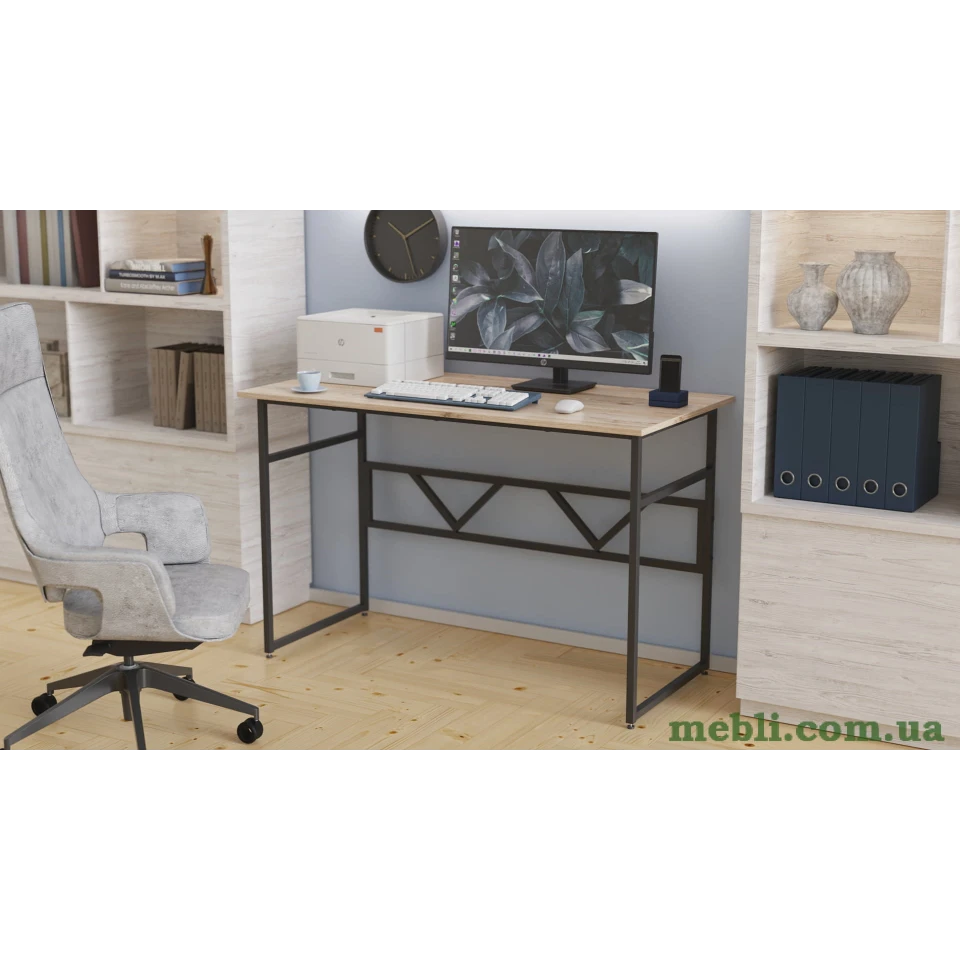 Комп'ютерний стіл Ferrum-decor Райан 75x120x70 чорний ДСП Дуб Артизан 16мм