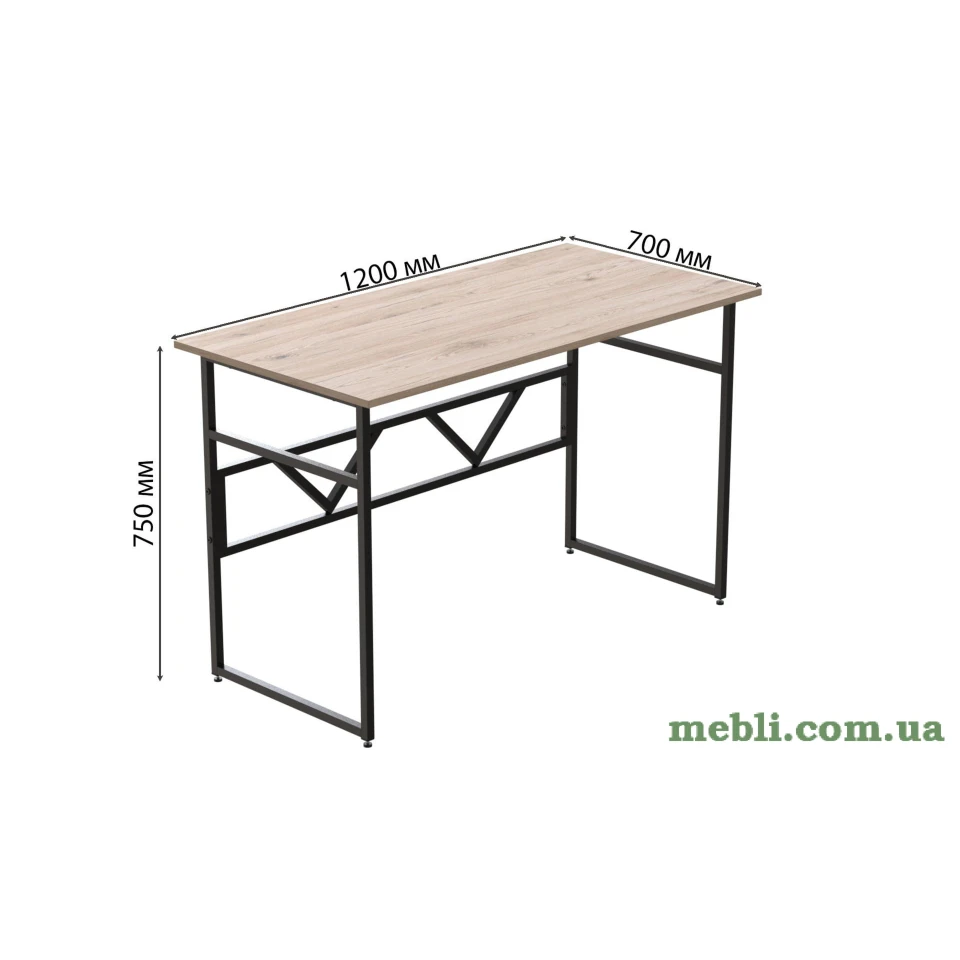 Комп'ютерний стіл Ferrum-decor Райан 75x120x70 чорний ДСП Дуб Артизан 16мм