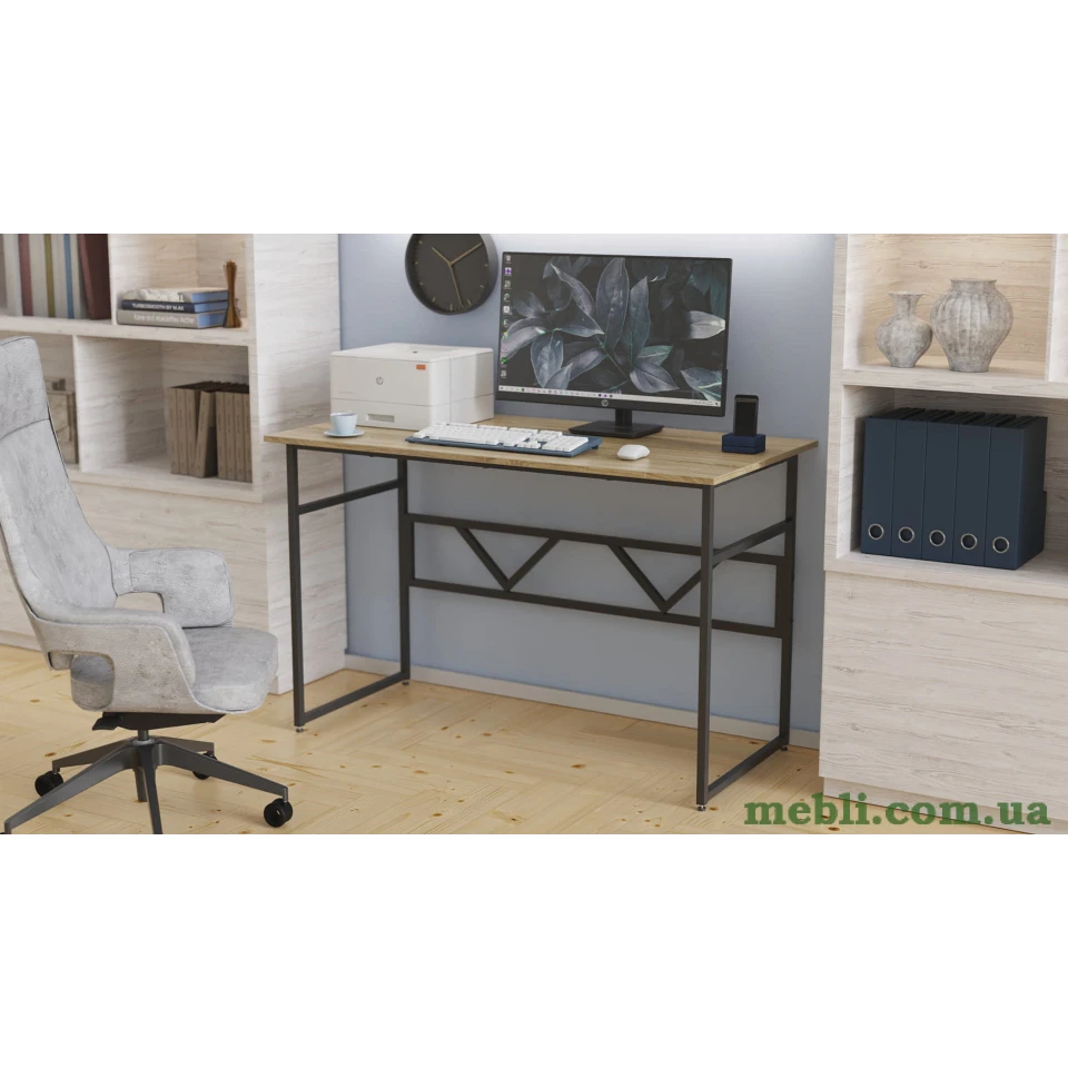 Комп'ютерний стіл Ferrum-decor Райан 75x140x70 чорний ДСП Дуб Сонома 16мм