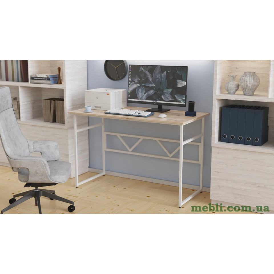 Комп'ютерний стіл Ferrum-decor Раян 75x100x70 білий ДСП Дуб Артізан 16мм