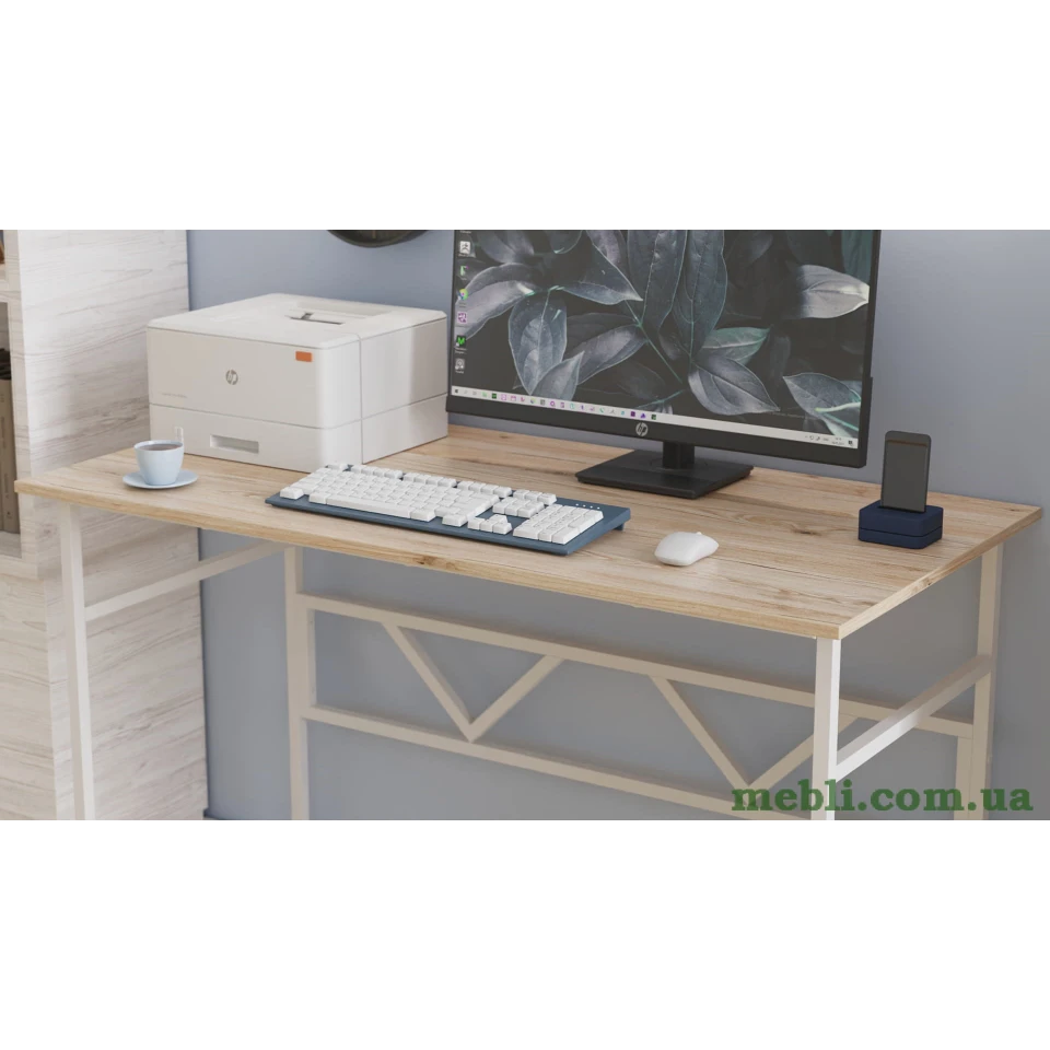 Комп'ютерний стіл Ferrum-decor Раян 75x120x60 білий ДСП Дуб Артізан 16мм