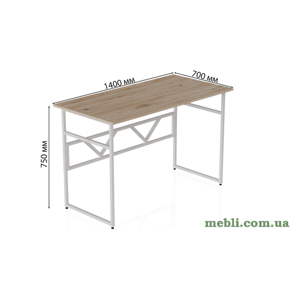 Комп'ютерний стіл Ferrum-decor Раян 75x140x70 білий ДСП Дуб Артізан 16мм