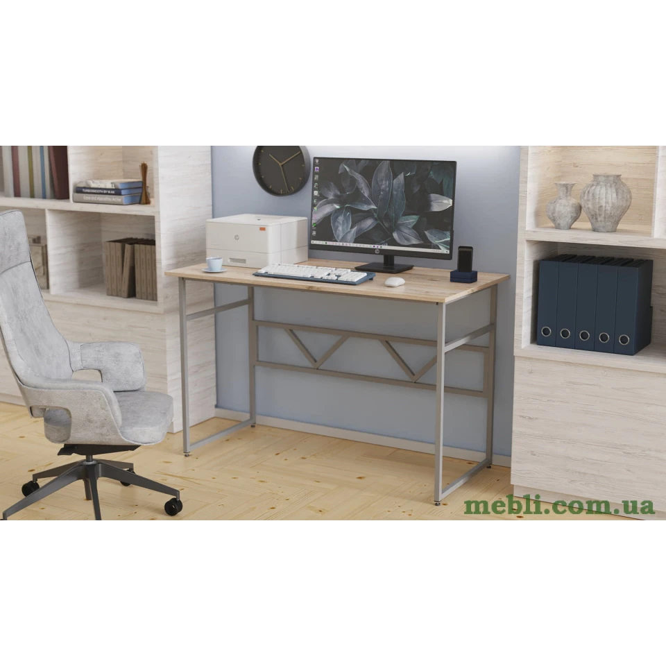 Комп'ютерний стіл Ferrum-decor Раян 75x140x70 сірий ДСП Дуб Артізан 16мм