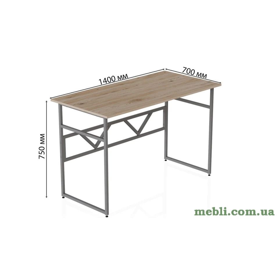 Комп'ютерний стіл Ferrum-decor Раян 75x140x70 сірий ДСП Дуб Артізан 16мм