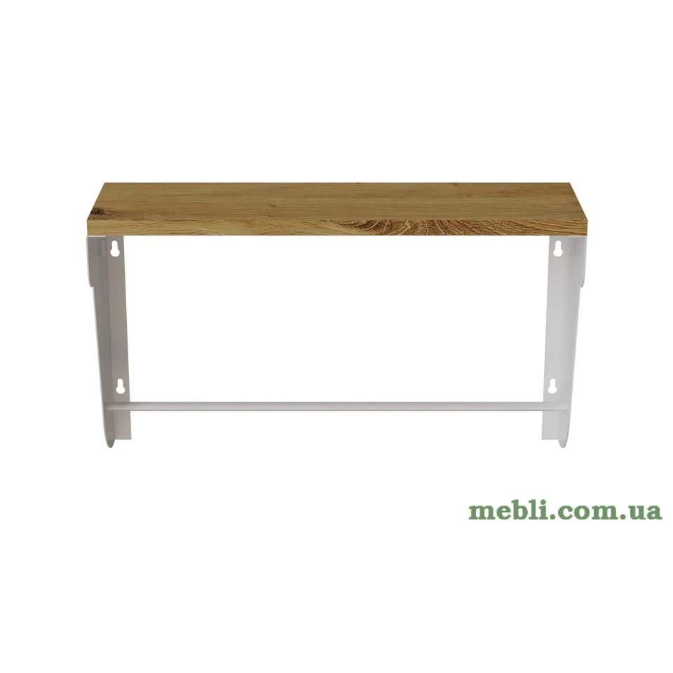 Полиця настінна Ferrum-decor Світ 300x600x150 метал Білий ДСП Дуб Артізан