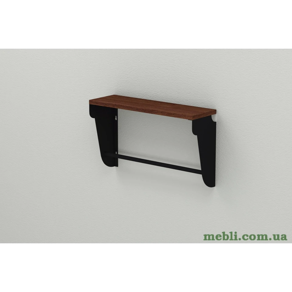 Полиця настінна Ferrum-decor Світ 300x600x150 метал Чорний ДСП Венге