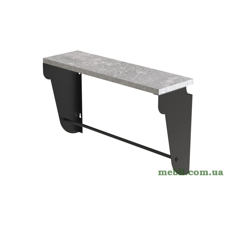 Полиця настінна Ferrum-decor Світ 300x700x150 метал Чорний ДСП Бетон