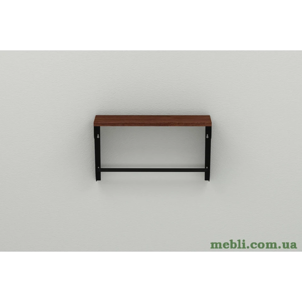 Полиця настінна Ferrum-decor Світ 300x700x150 метал Чорний ДСП Венге