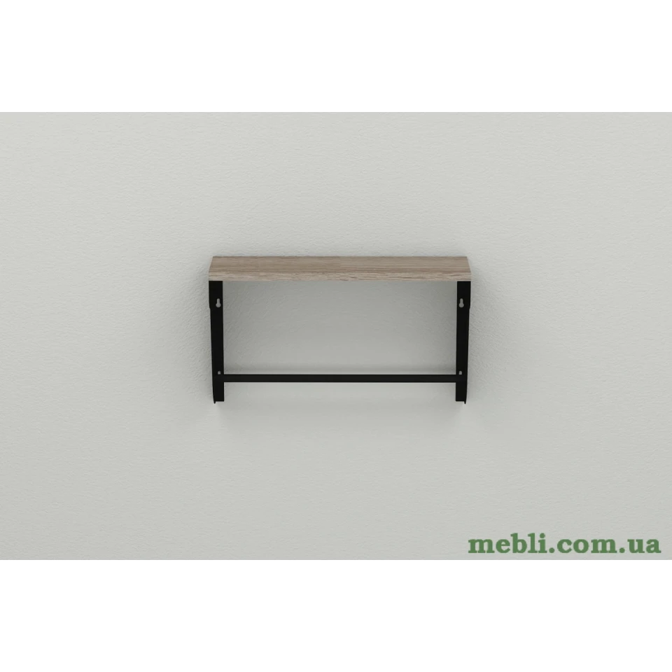 Полиця настінна Ferrum-decor Світ 300x700x150 метал Чорний ДСП Сонома Трюфель