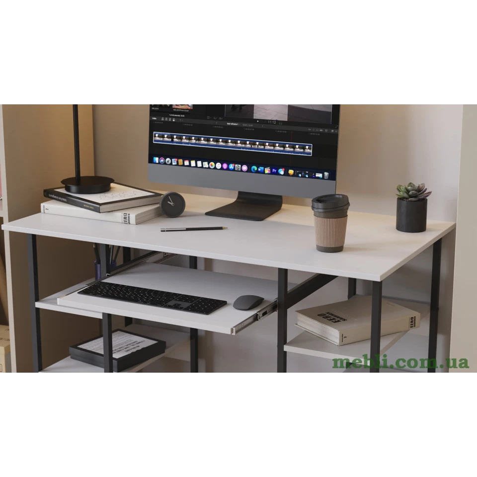 Комп'ютерний стіл Ferrum-decor Скай 75x100x60 сірий ДСП Дуб Артізан 16мм