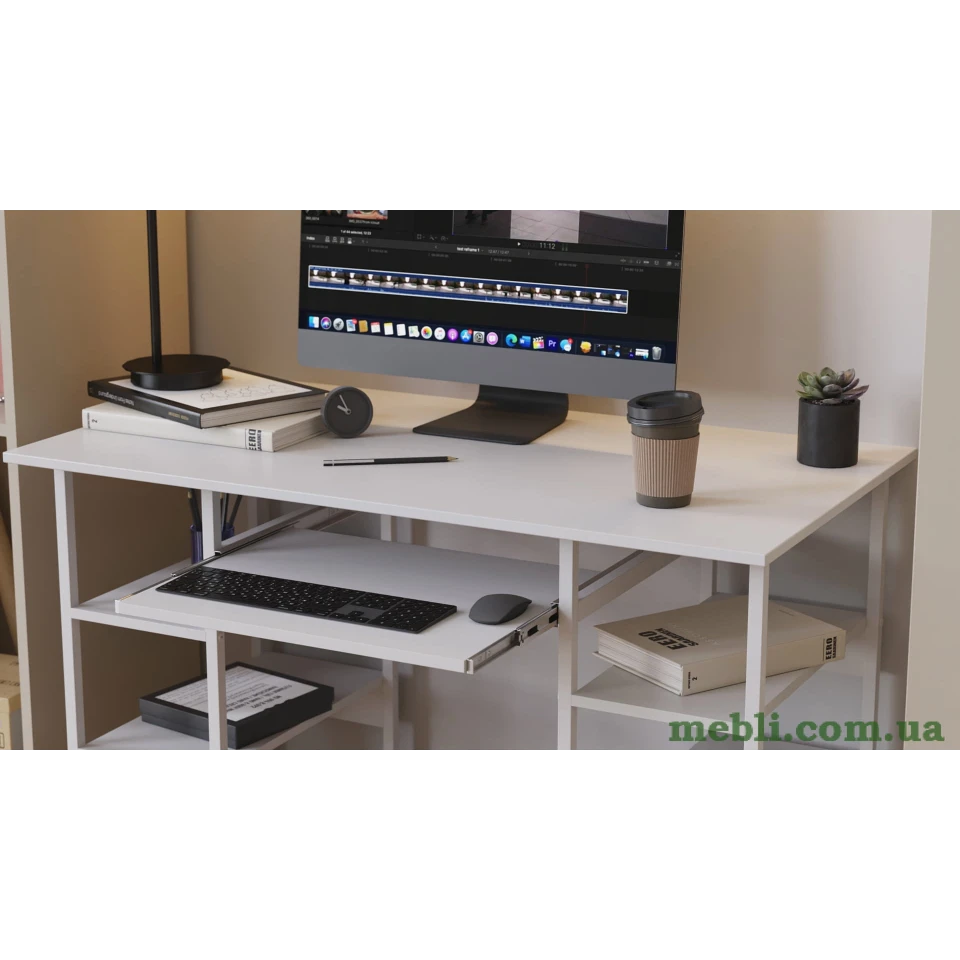 Комп'ютерний стіл Ferrum-decor Скай 75x140x60 білий ДСП Дуб Сонома Труфель 16мм