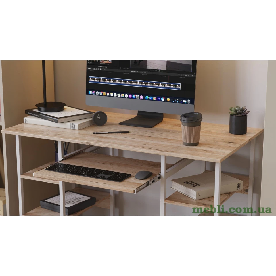 Комп'ютерний стіл Ferrum-decor Скай 75x140x60 сірий ДСП Дуб Артізан 16мм