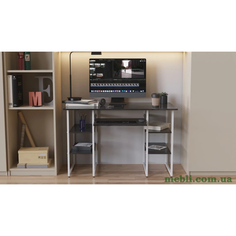 Комп'ютерний стіл Ferrum-decor Скай 75x140x70 білий ДСП Дуб Артізан 16мм