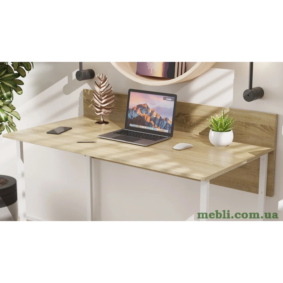 Комп'ютерний стіл Ferrum-decor Скай 75x140x70 білий ДСП Дуб Сонома 16мм
