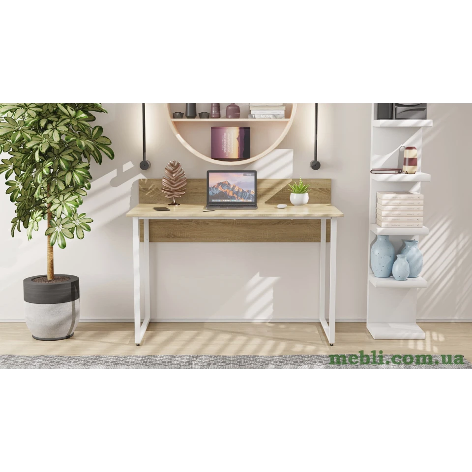 Комп'ютерний стіл Ferrum-decor Скай 75x140x70 білий ДСП Дуб Сонома 16мм