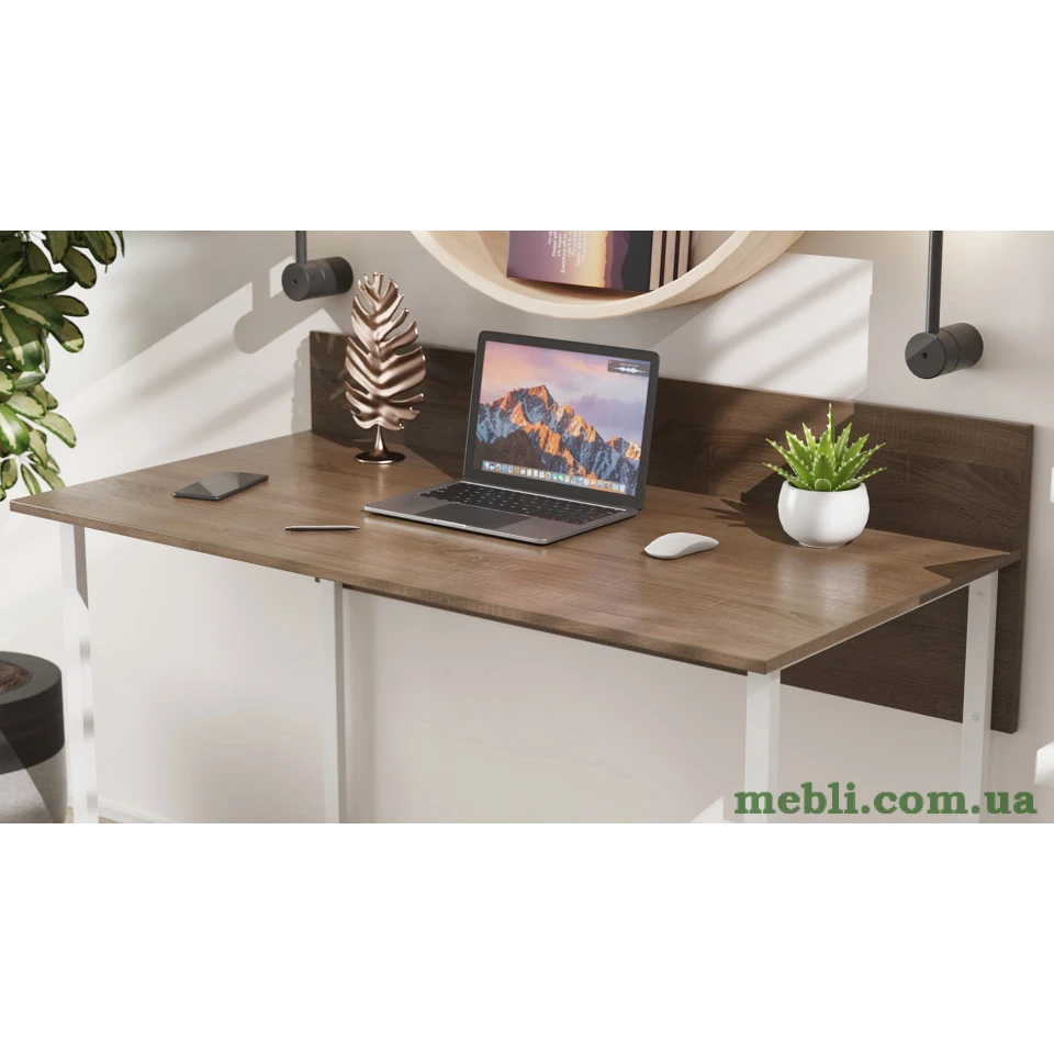 Комп'ютерний стіл Ferrum-decor Скай 75x140x70 білий ДСП Дуб Сонома Труфель 16мм