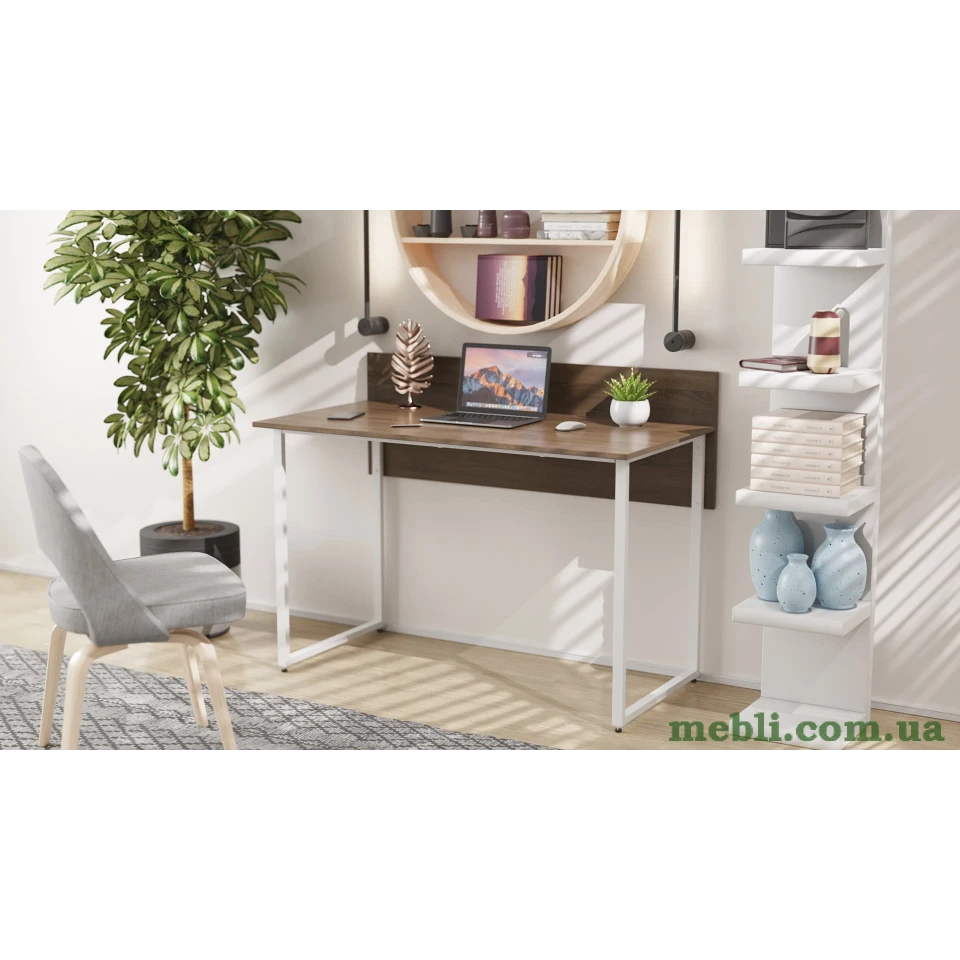Комп'ютерний стіл Ferrum-decor Скай 75x140x70 білий ДСП Дуб Сонома Труфель 16мм