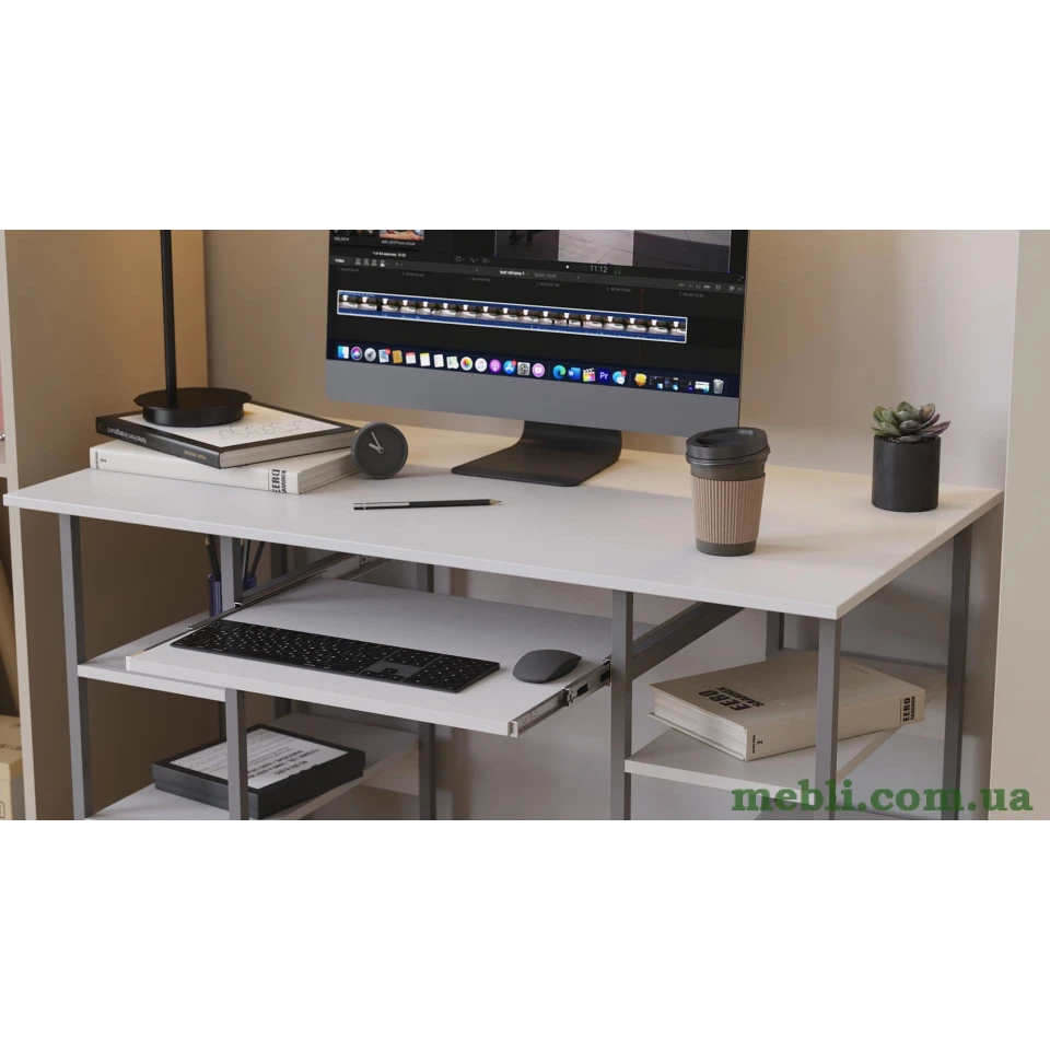 Комп'ютерний стіл Ferrum-decor Скай 75x140x70 чорний ДСП Дуб Сонома Труфель 16мм