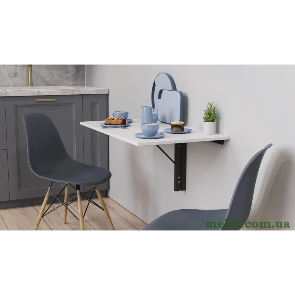 Обідній стіл-трансформер Ніка стіновий Ferrum-decor 420x900x500 Чорний метал ДСП Білий