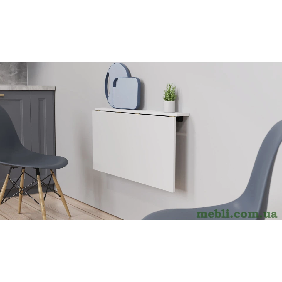 Обідній стіл-трансформер Ніка стіновий Ferrum-decor 420x900x500 Чорний метал ДСП Білий