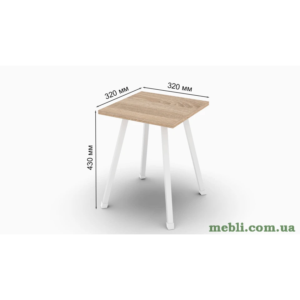 Табурет Ferrum-decor 430x320x320 Білий метал ДСП Дуб Сонома