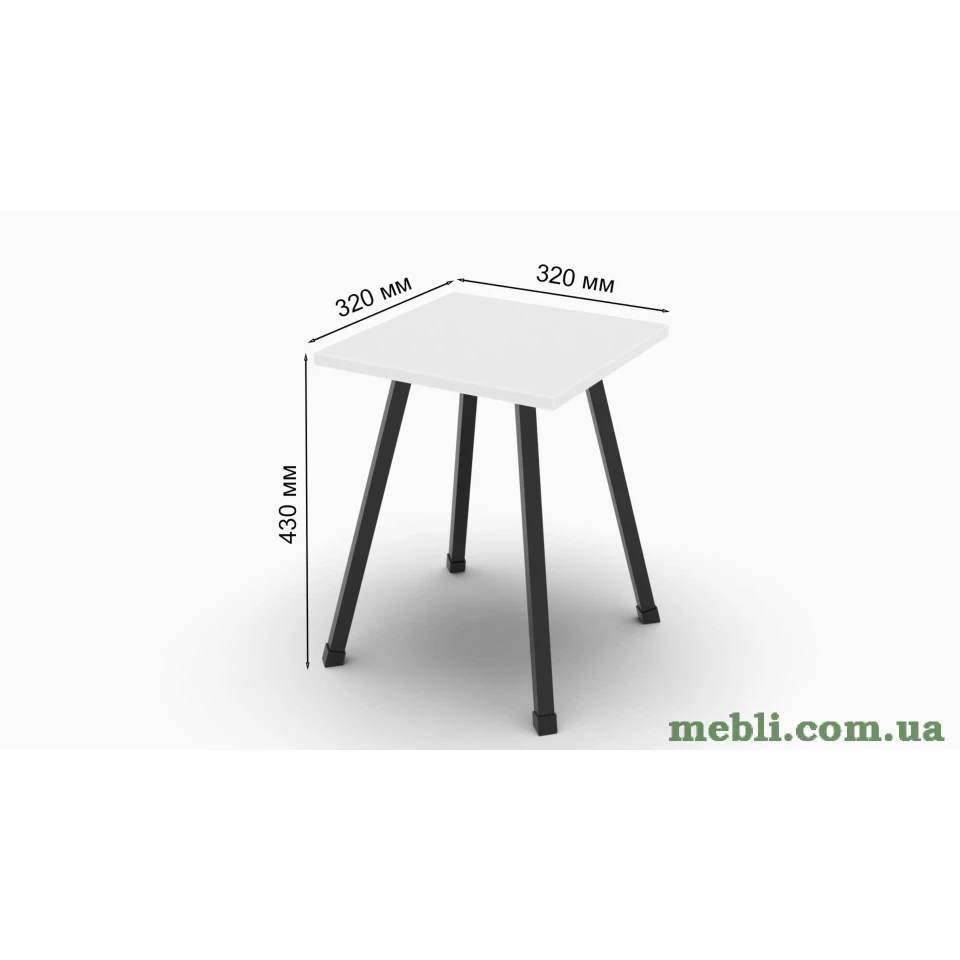 Табурет Ferrum-decor 430x320x320 Чорний метал ДСП Білий