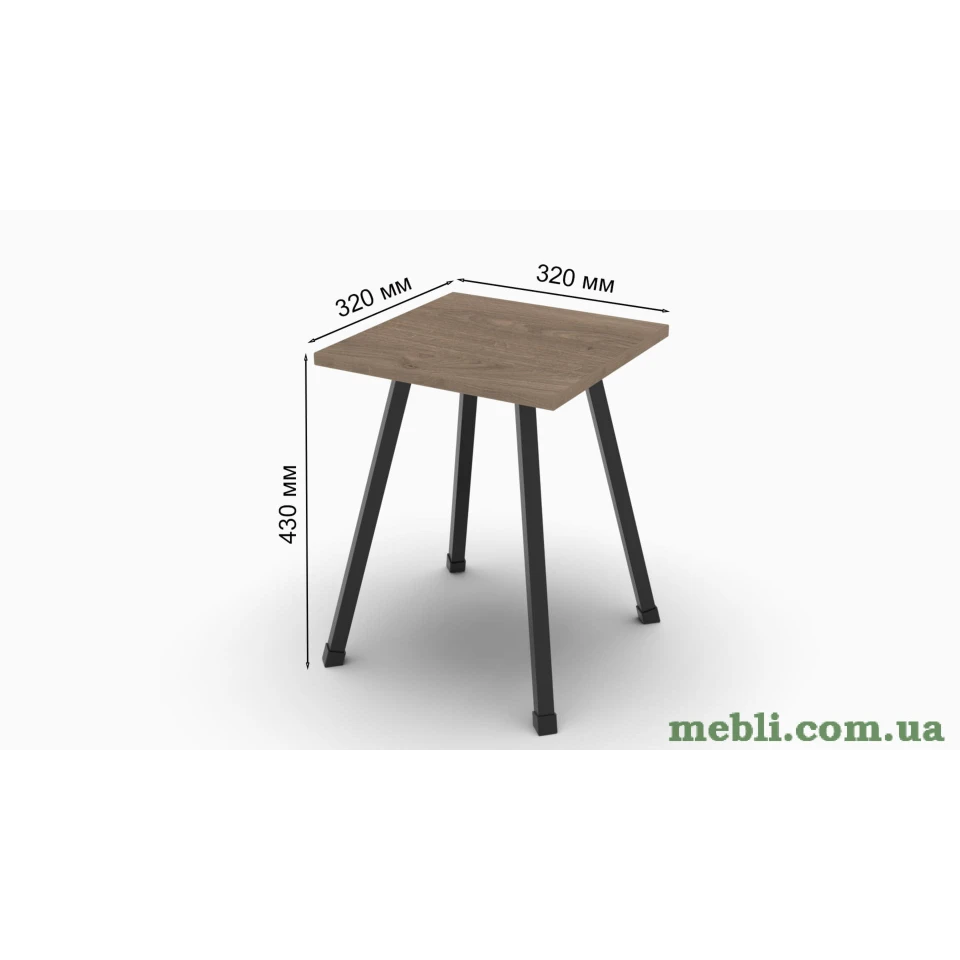 Табурет Ferrum-decor 430x320x320 Чорний метал ДСП Дуб Сонома Трюфель