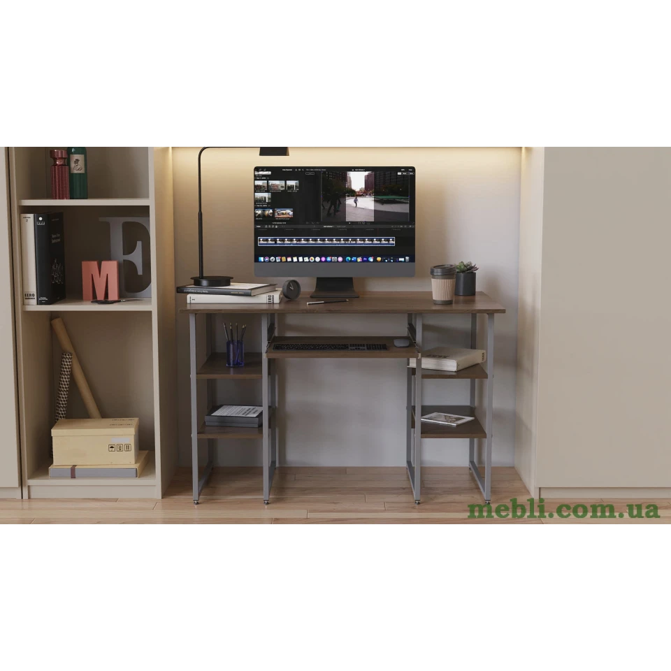 Комп'ютерний стіл Ferrum-decor Тім 75x120x70 сірий ДСП Дуб Сонома Труфель 16мм
