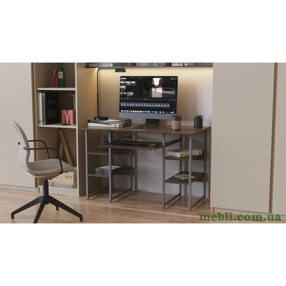 Комп'ютерний стіл Ferrum-decor Тім 75x140x60 сірий ДСП Дуб Сонома Труфель 16мм
