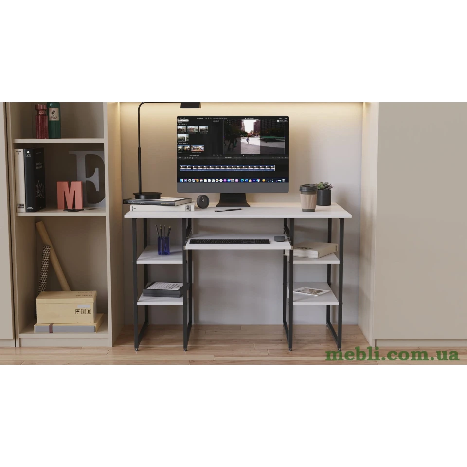 Комп'ютерний стіл Ferrum-decor Тім 75x140x60 чорний ДСП Білий 16мм