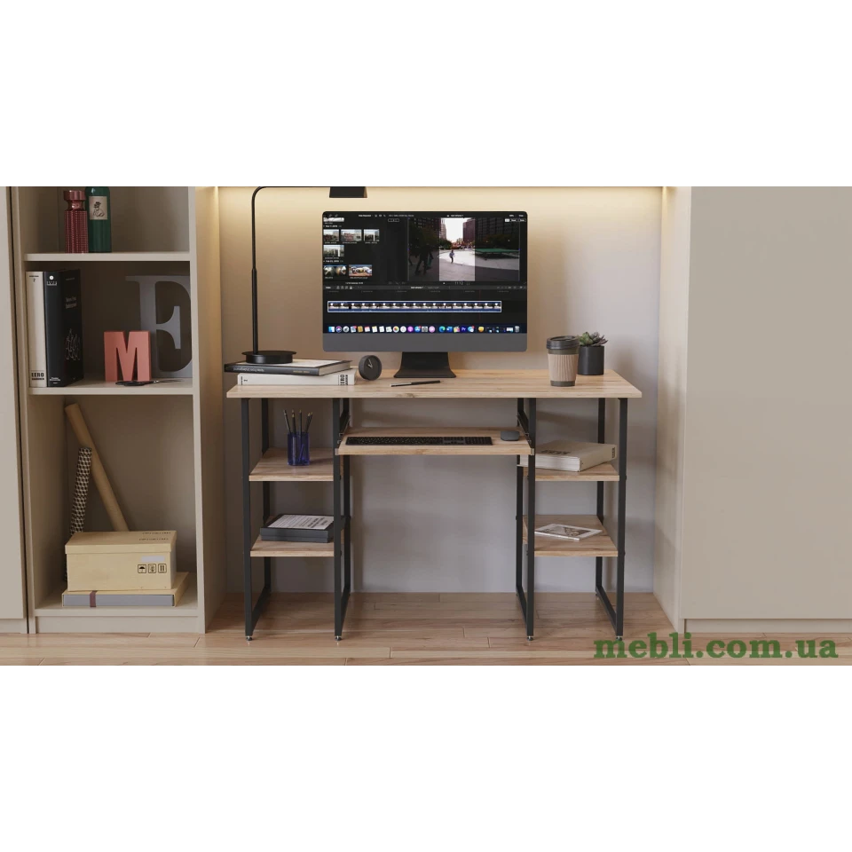 Комп'ютерний стіл Ferrum-decor Тім 75x140x60 чорний ДСП Дуб Артизан 16мм
