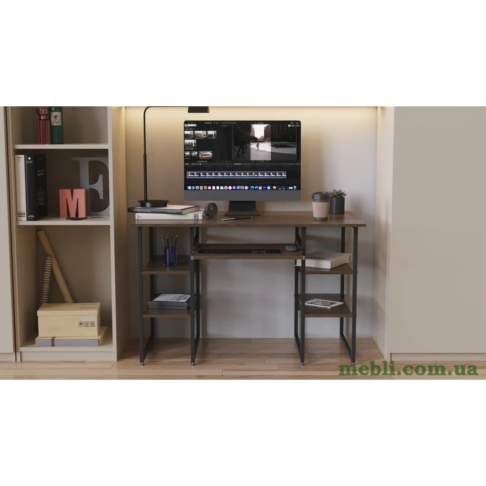 Комп'ютерний стіл Ferrum-decor Тім 75x140x60 чорний ДСП Дуб Сонома Труфель 16мм