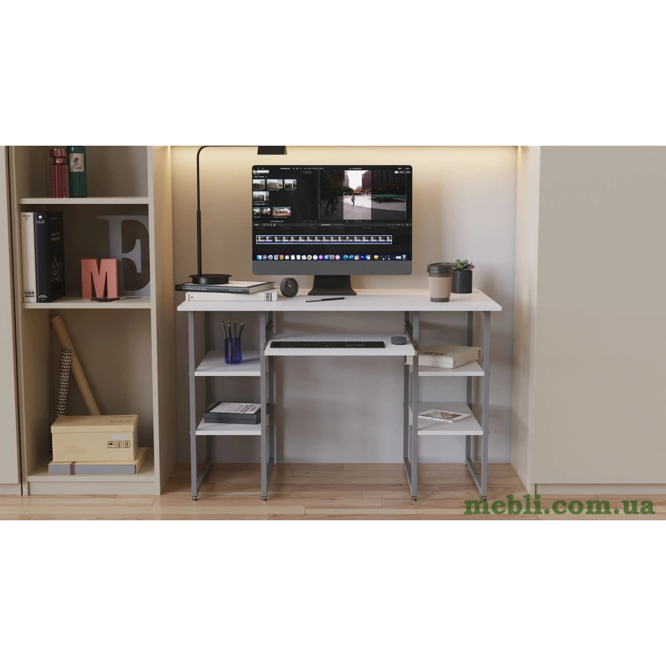 Комп'ютерний стіл Ferrum-decor Тім 75x140x70 сірий ДСП Білий 16мм