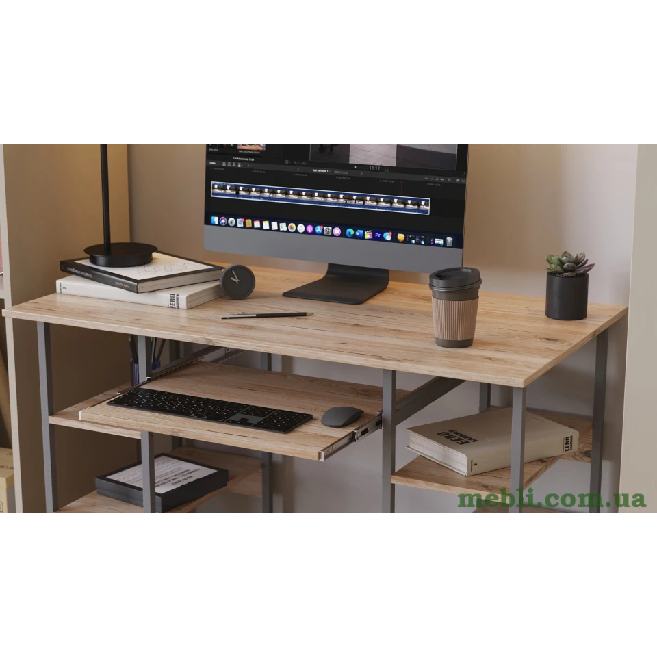 Комп'ютерний стіл Ferrum-decor Тім 75x140x70 сірий ДСП Дуб Артізан 16мм
