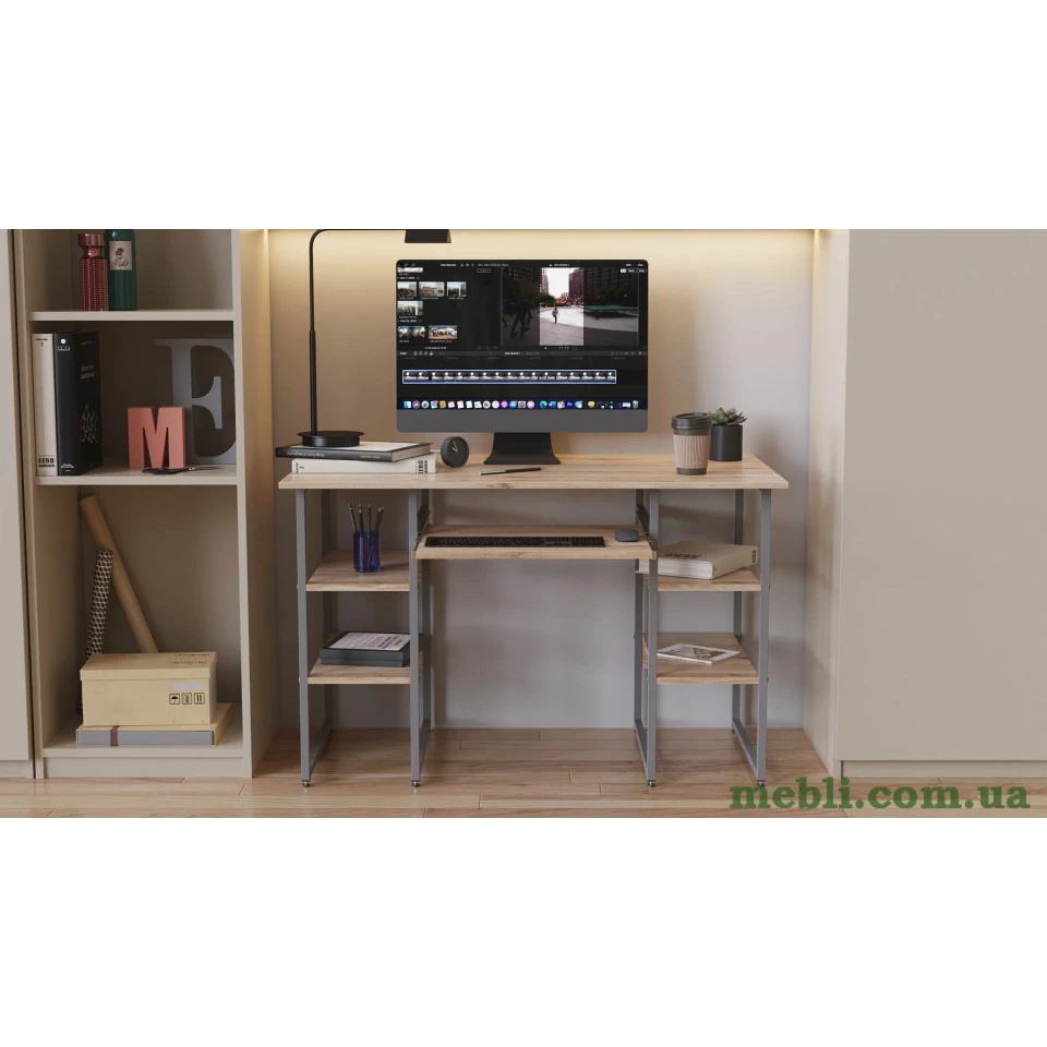 Комп'ютерний стіл Ferrum-decor Тім 75x140x70 сірий ДСП Дуб Артізан 16мм