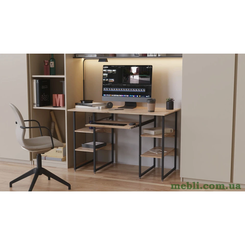 Комп'ютерний стіл Ferrum-decor Тім 75x140x70 чорний ДСП Дуб Артизан 16мм