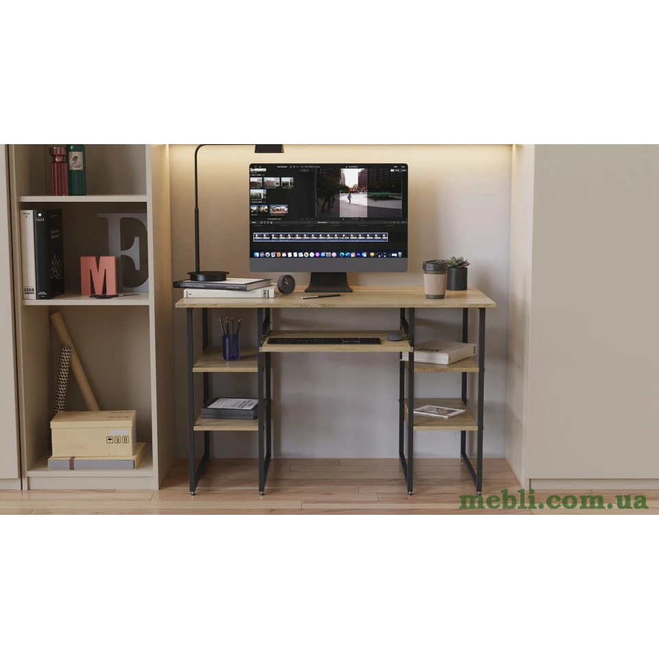 Комп'ютерний стіл Ferrum-decor Тім 75x140x70 чорний ДСП Дуб Сонома 16мм