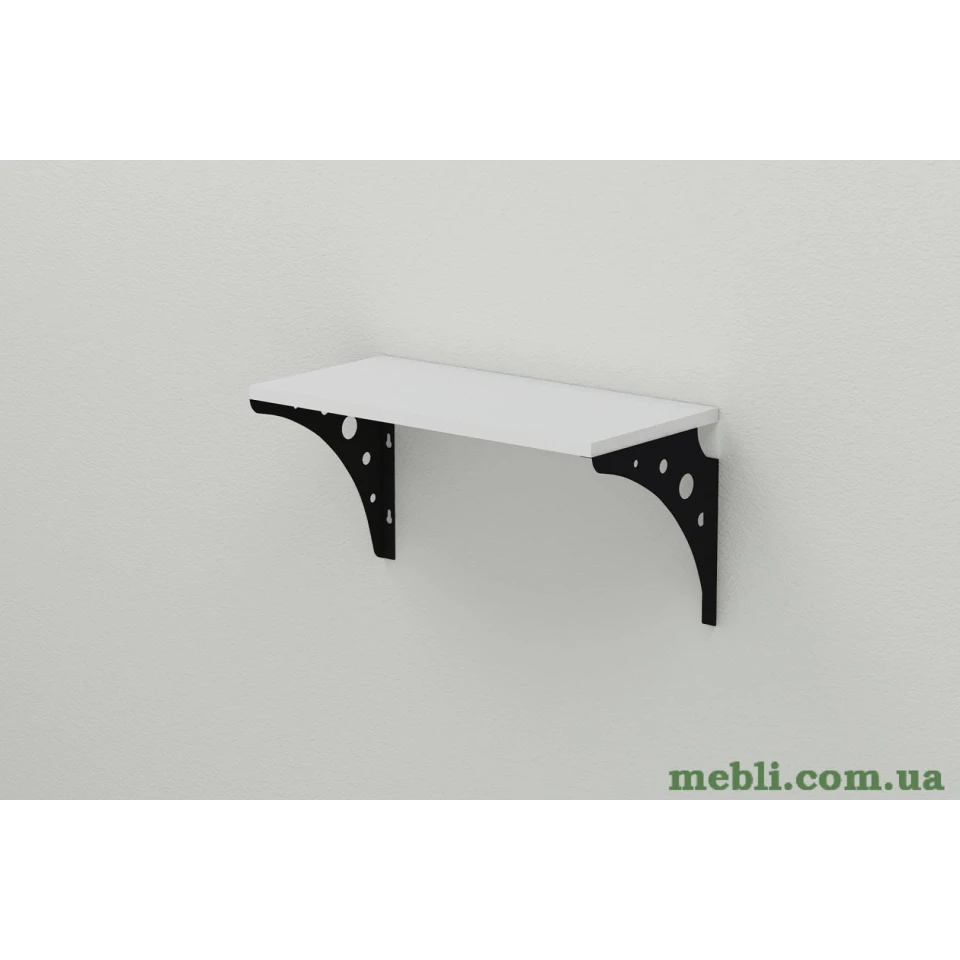 Полиця настінна Ferrum-decor Ханді 2 240x600x240 метал Чорний ДСП Білий