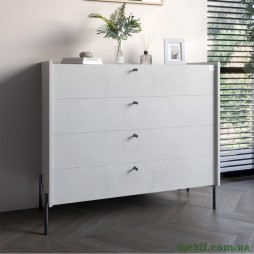 Комод із 4 шухлядами LION Wood із чорними ніжками 100х90х45 Бетон sТyle