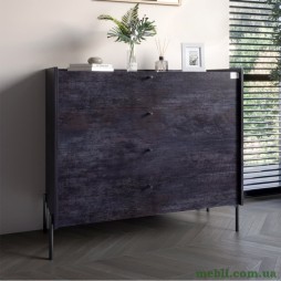 Комод із 4 шухлядами LION Wood із чорними ніжками 100х90х45 Бетон темний
