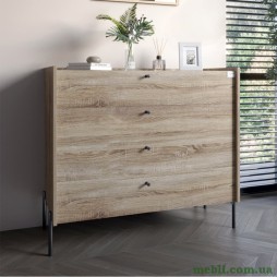 Комод із 4 шухлядами LION Wood із чорними ніжками 100х90х45 Дуб Сонома Трюфель