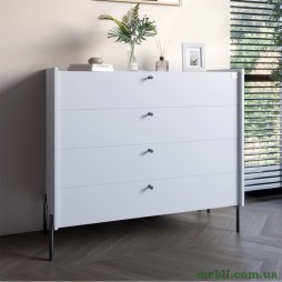 Комод із 4 шухлядами LION Wood із чорними ніжками 100х90х45 Німфея Альба (білий)
