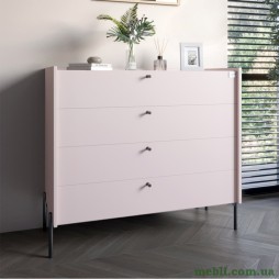 Комод із 4 шухлядами LION Wood із чорними ніжками 100х90х45 Рожевий
